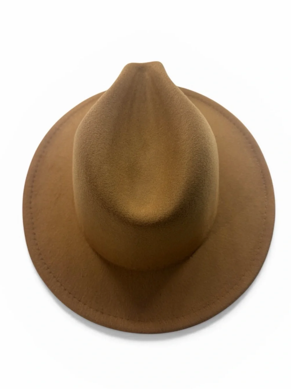 Women’s wide brim Beige, Brown Felt Fedora Hat, Mountian hat, OS - Picture 3 of 6
